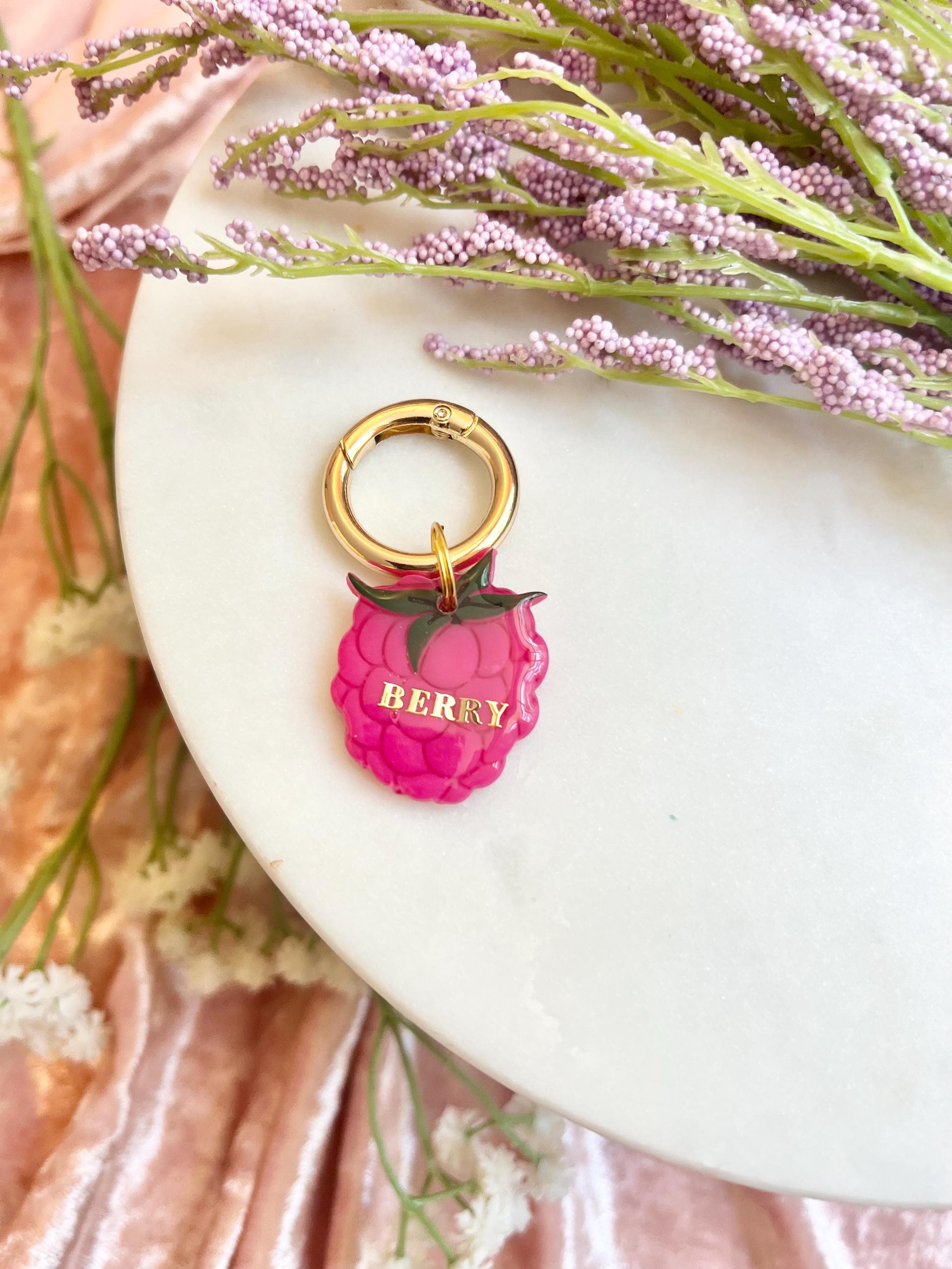 Raspberry Name Tag Raspberry Polymer Clay Pet Tag: Custom Fruit Dog Collar Charm - Etsy