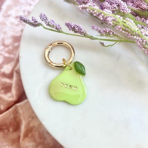 Etiqueta de pera para mascota: dije personalizado de arcilla polimérica para collar de perro