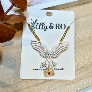 Owl Carrying Letter Necklace, Fantasy Necklace, Magic School, Acceptance Letter, Wizard School