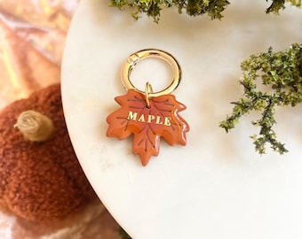 Maple Leaf Pet Tag: Custom Clay Fall Collar Tag