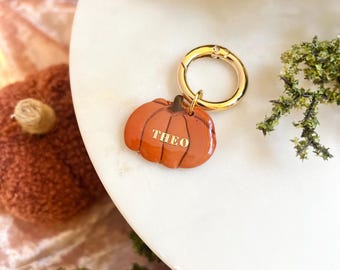Custom Pumpkin Pet Tag: Polymer Clay Fall Collar Tag