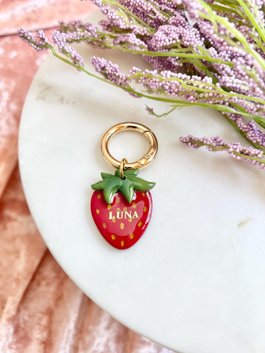 Raspberry Dog Tag Strawberry Pet Tag: Custom Polymer Clay Collar Charm - Etsy