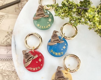Magical House Pet Tag: Custom Clay Wizard Collar Charm