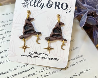 Magical Sorting Hat Earrings: Fantasy Witch Wizard Jewelry