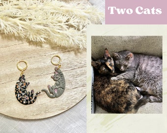 Custom Cat Portrait Earrings: Handmade Clay Pet Jewelry
