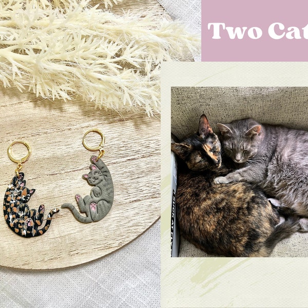 Custom Cat Earrings, Cat Portrait, Pet Portrait, Clay Cat Earrings