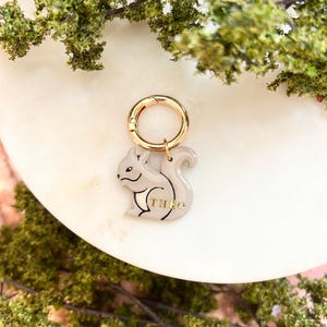 Squirrel Pet Tag: Custom Polymer Clay Dog Collar Tag