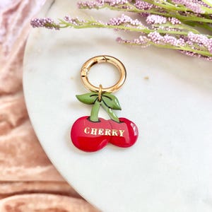 Cherry Pet Tag, Fruit Dog Tag, Custom Pet Tag, Clay Tag, Collar
