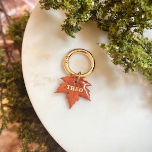 Ahornblatt Haustiermarke, Herbst Hundemarke, Benutzerdefinierte Haustiermarke, Tonmarke, Halsband