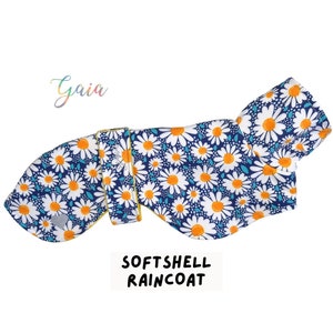 Italian Greyhound SOFTSHELL RAINCOAT fleece lined Daisies