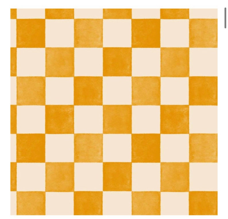May include: A checkered pattern with alternating squares of yellow and white. The squares have a watercolor effect, giving them a slightly uneven and textured appearance.