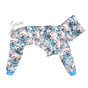 CUSTOM Italian greyhound jammies / jumpsuit / overall Winter Teddies