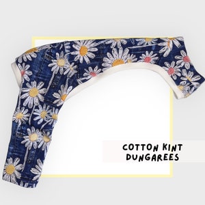 Italian greyhound Dungarees Diasies on Denim