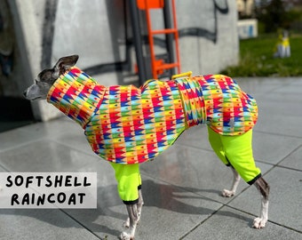 Italian Greyhound SOFTSHELL RAINCOAT fleece lined Crayons