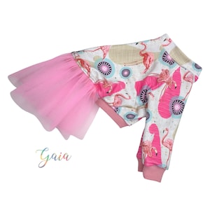 Italian greyhound COTTON and TULLE dress FLAMINGOS