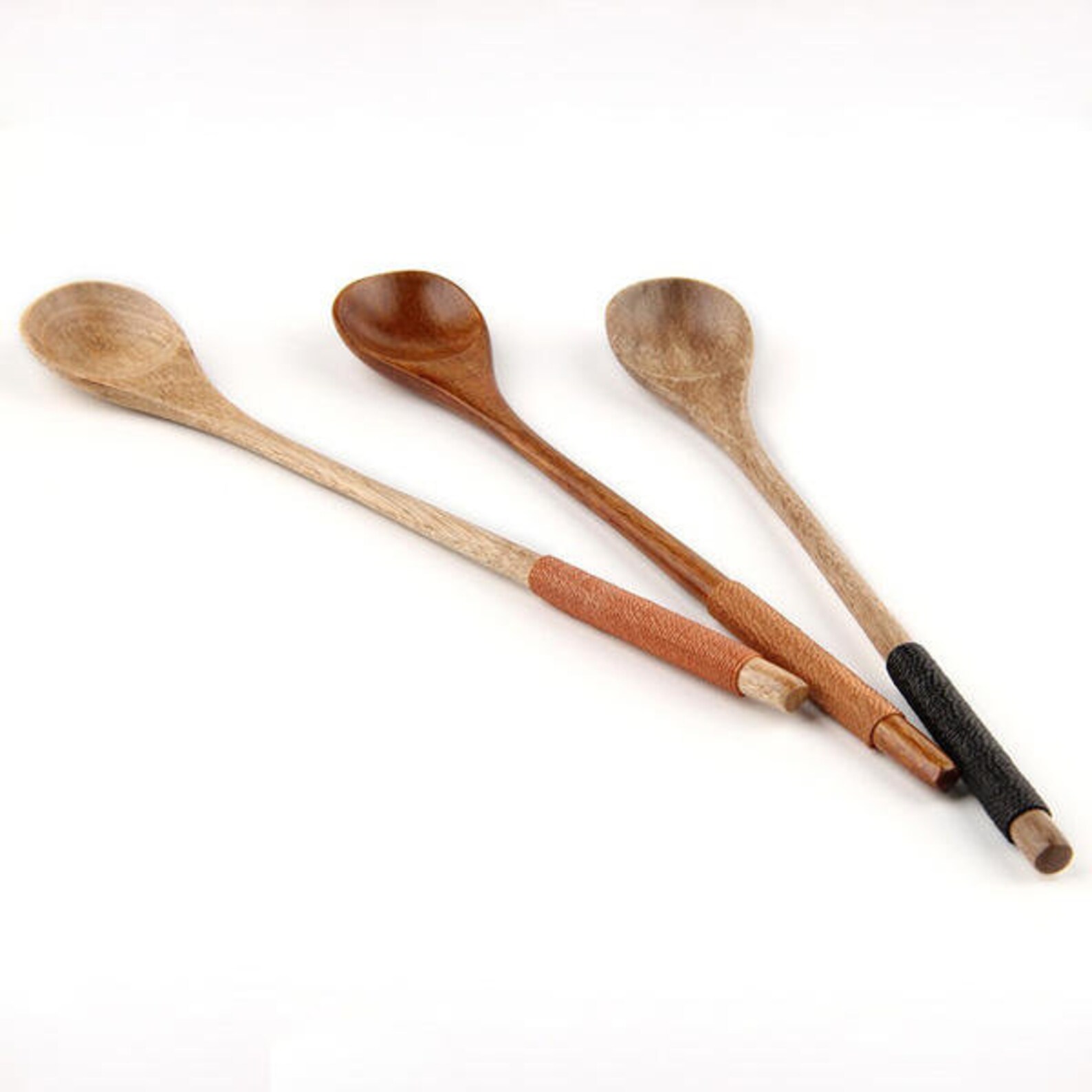 Long Handle Wooden Mixing Spoon Tie Wire Round Handle Ladle Etsy