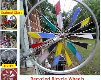 Bicycle Wheels - Recycled stained glass, DVD or Reflective Vinyl - FREE SHIPPING for the Cyclist Enthusiast
