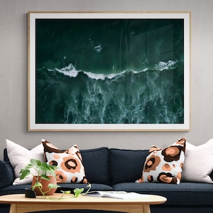 Seascape Wall Art, Large Wall Art Print, Fine Art Archival Paper, Cornwall Seascape, Wave, Wall Art, Art Print, Ariel Cornwall, From Above