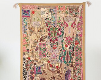 Vintage Indian Patchwork Tapestry, Wall Décor Backdrop Art, Wall Hanging Tapestry Handmade 40''x60'' Decorative Wall Curtain