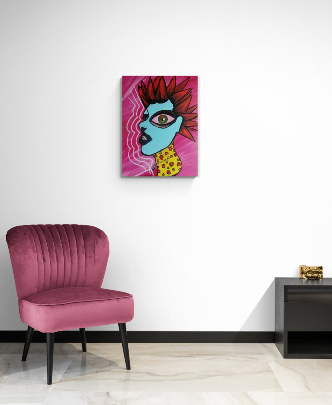 Punk rock poster whimsical art original pop art canvas wall | Etsy