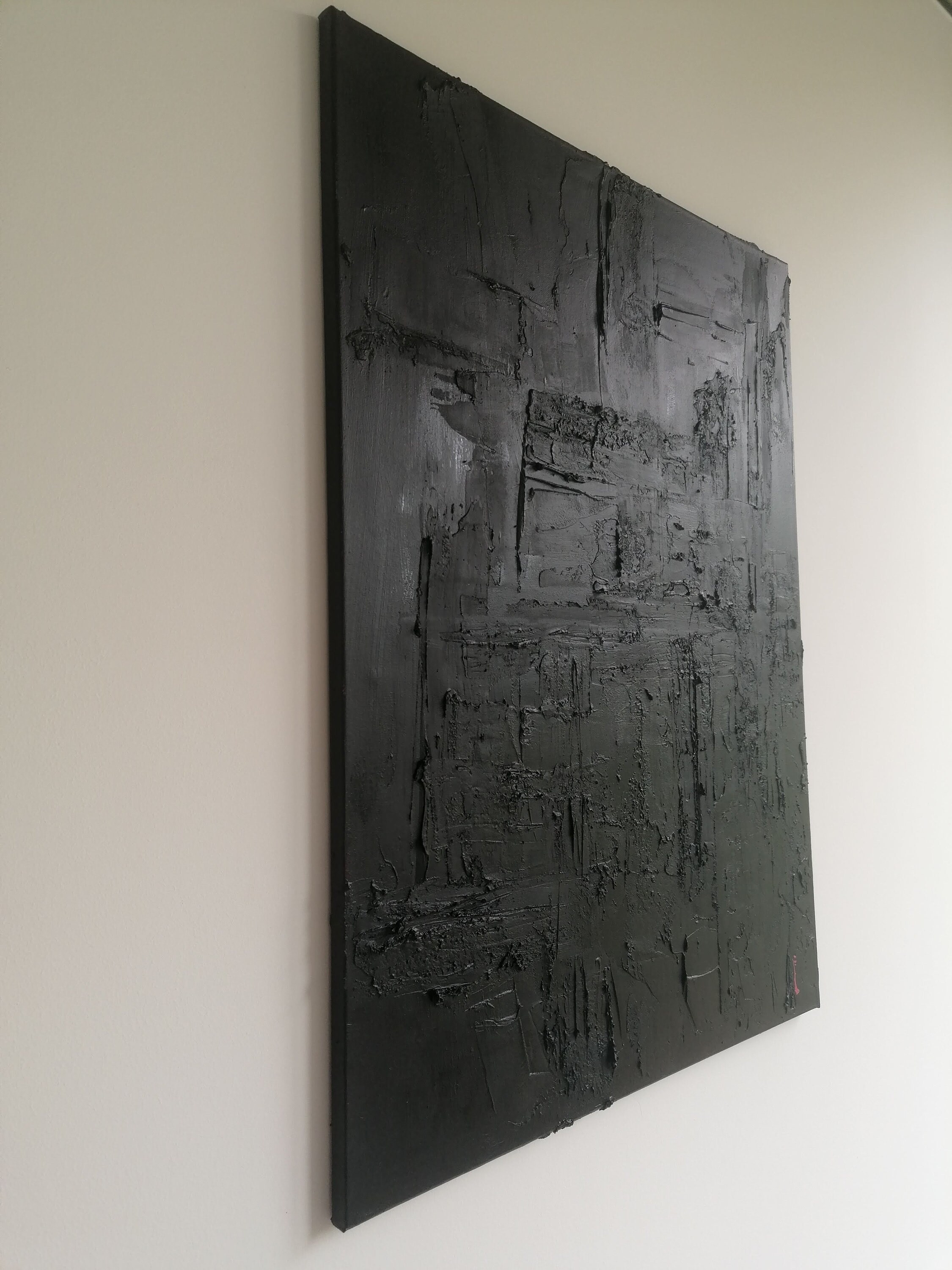 Black abstract painting textured wall art modern art Etsy