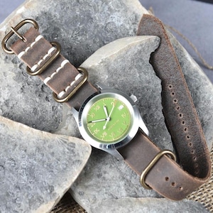 Full Grain Leather Watch Strap – Single-Piece, American‑Made, Custom Fit & Personalized Initials
