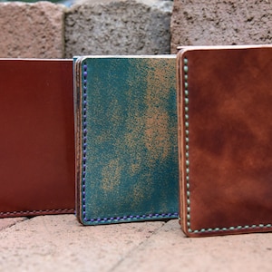 Cartera de cuero de tres pliegues Racado de piel italiana Cordovan hecha en EE. UU. Billetera tradicional Billetera para dinero en efectivo Tarjeta de crédito Organizador EDC Minimalista