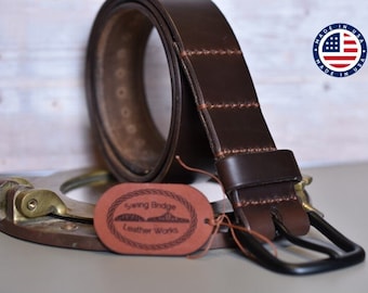 Lederen riem Horween USA handgemaakt cadeau voor papa cadeau voor man verjaardag cadeau verjaardagscadeau werkkleding, zware riem, cadeau voor vrouw