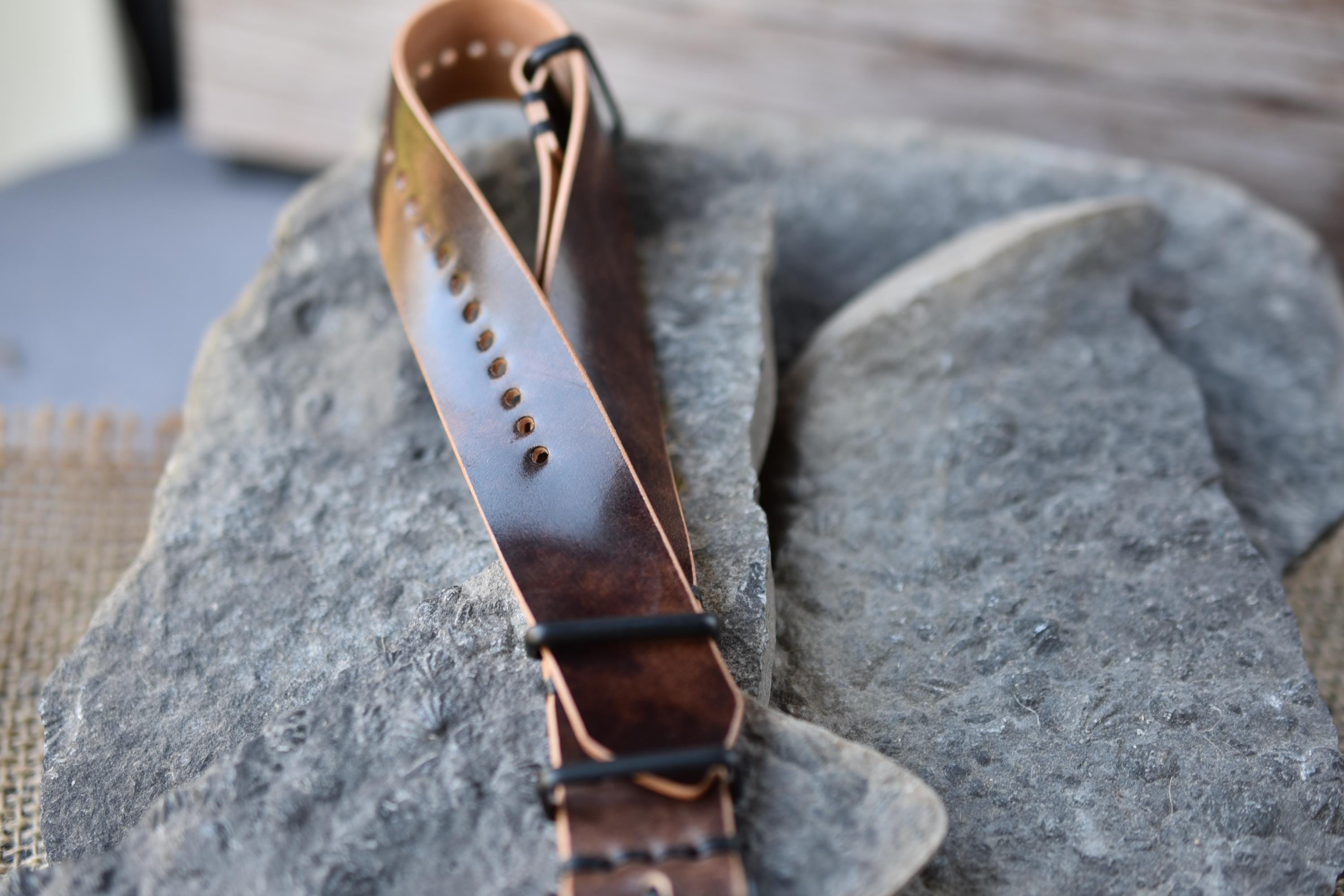 Leather One-piece Watch Strap - Italian Shell Cordovan in Brown