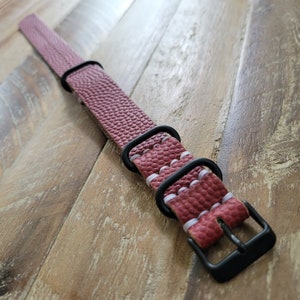 Leather One-Piece Watch Strap - Horween Football- Red Brown - Customizable