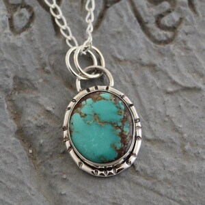 Turquoise Pendant Necklace, Sterling Silver Gemstone Jewelry, December Birthstone, Handmade, Statement