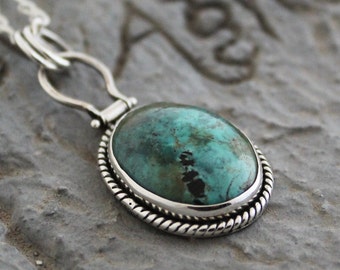 Turquoise Necklace, Turquoise Pendant, Silver Necklace, 925 Sterling Silver Gemstone Pendant, Turquoise Jewelry, Necklace For Him/Her