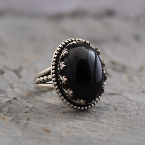 Black Onyx Ring, Sterling Silver Ring, Onyx Designer Ring, Handmade Gemstone Ring, Women Ring, Gift For Her, Black Onyx Jewelry,Boho