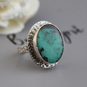 Handmade Turquoise Sterling Silver Ring: Boho Gemstone Jewelry, Statement Ring, December Birthstone