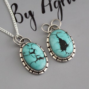 Turquoise sterlingzilveren hanger: handgemaakte boho-sieraden