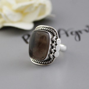 Handmade Smoky Quartz Sterling Silver Ring: Statement Jewelry