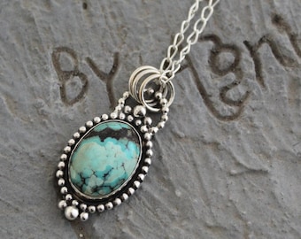 Turquoise Necklace, Gift For Her, Turquoise Jewelry, Silver Turquoise Pendant Necklace, Anniversary Gift, Dainty Sterling Silver Necklace