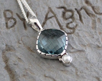 Blue Topaz Necklace, Sterling Silver Blue Topaz Pendant, Wedding Jewelry, Dainty Silver Necklace, Necklace For Women, Gift