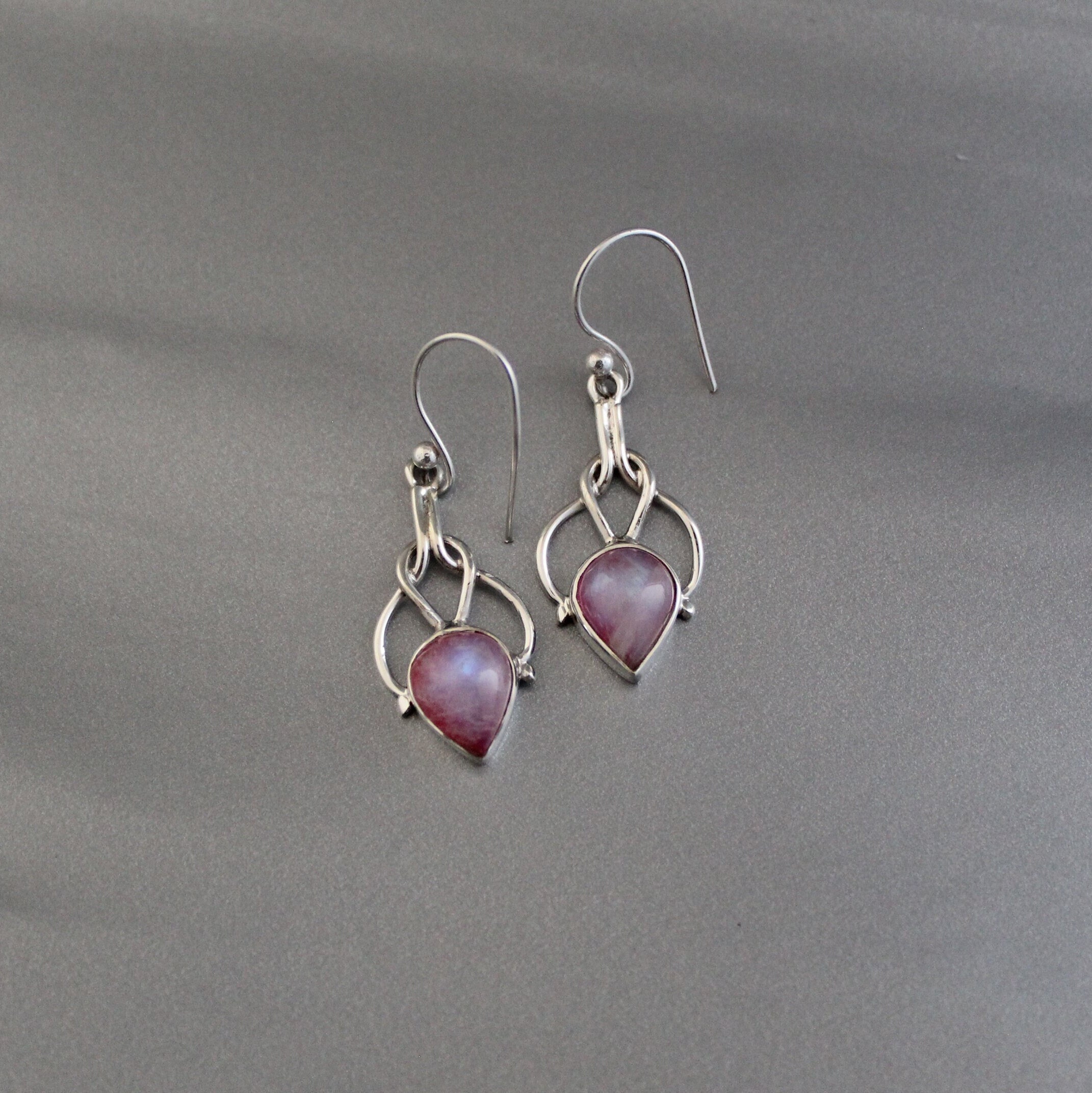 Rainbow Moonstone Earrings, Sterling Silver Earrings, Pink Moonstone Earrings, Handmade Earrings, Handmade Jewelry, Bridesmaid Gifts
