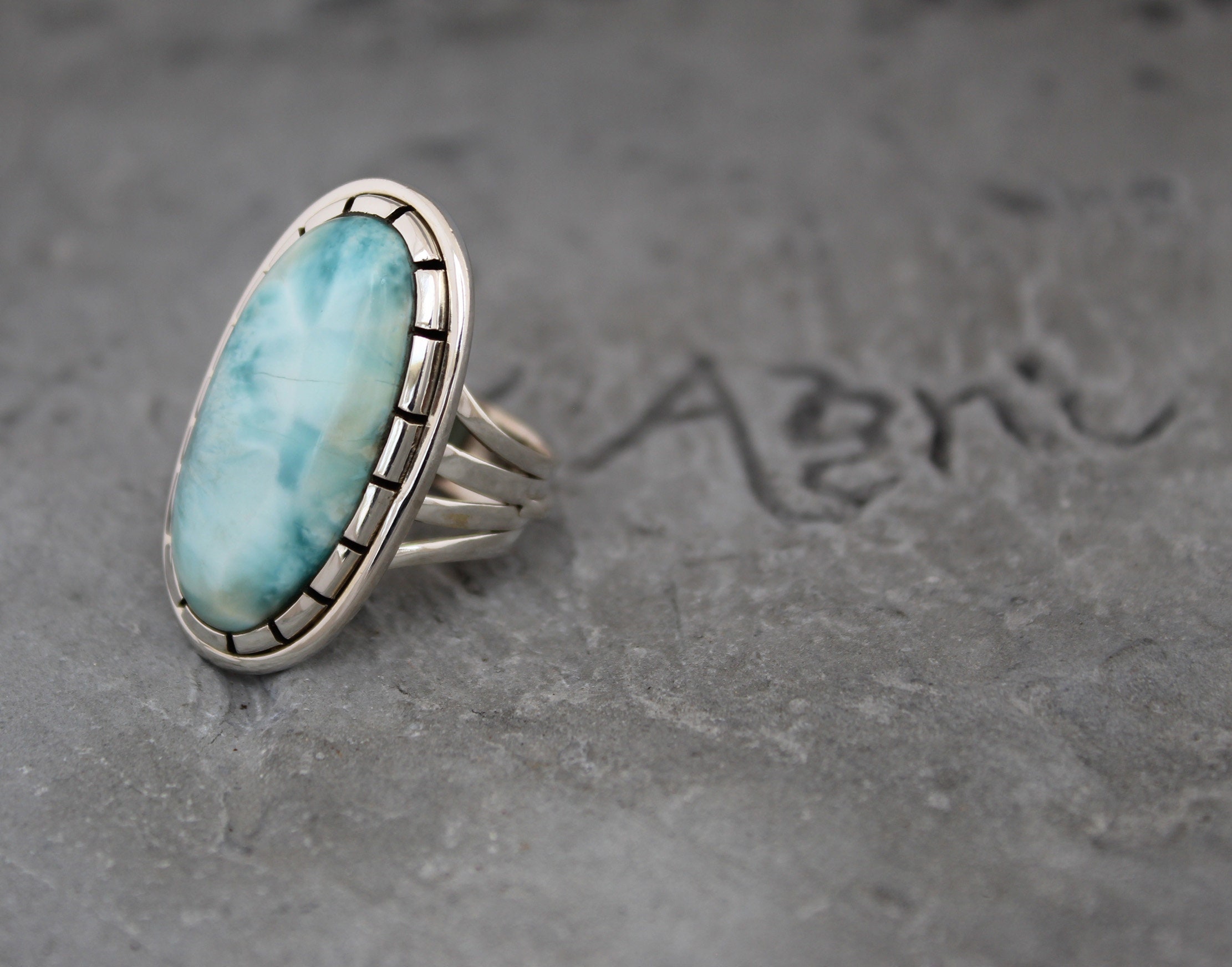 Details about   Natural Larimar Sterling Silver Handmade Ring Healing Gemstone Ring for Mother 