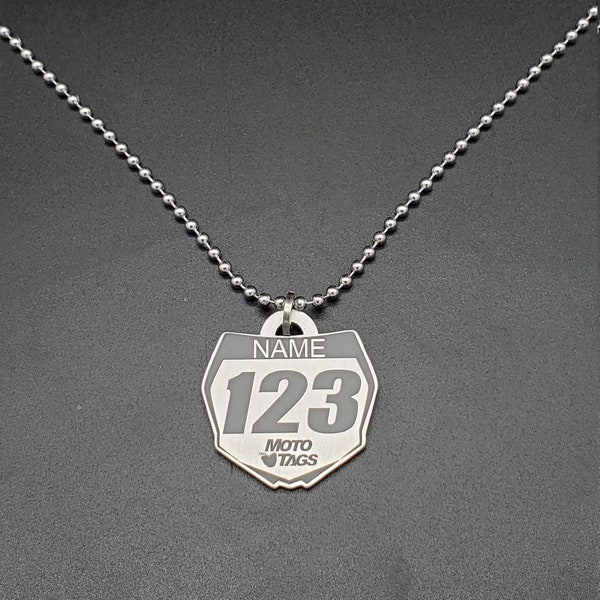 Aluminum Dirt Bike Number Plate Necklace with Personalized Graphics