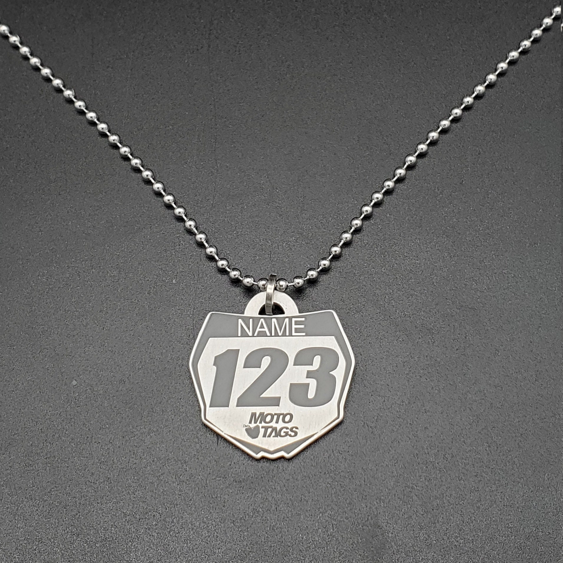 Aluminum Dirt Bike Number Plate Necklace With Personalized