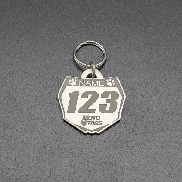 Aluminum Dirt Bike Number Plate Pet ID Tag with Personalized Graphics