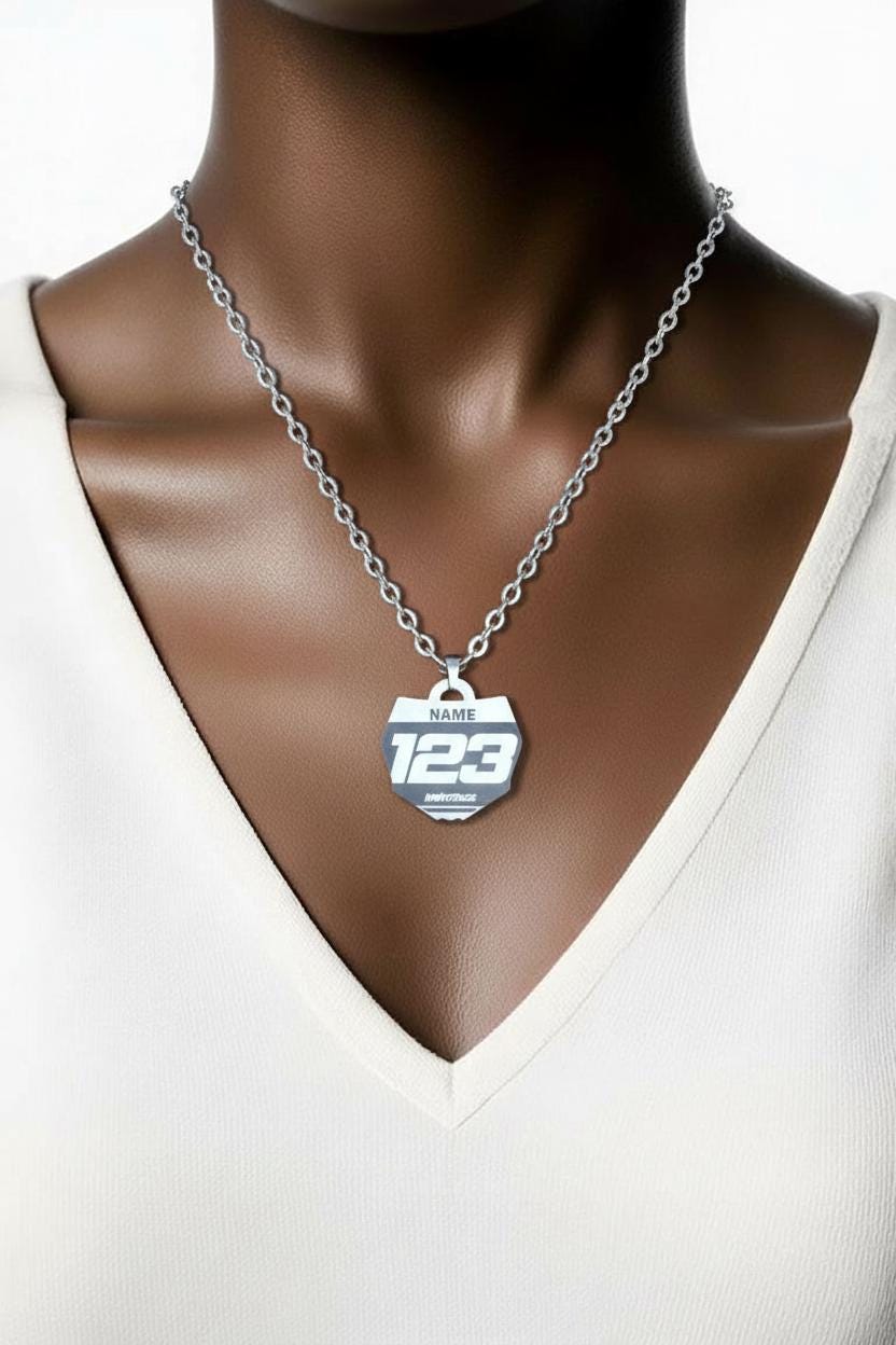 Motocross Plate Necklace - Etsy
