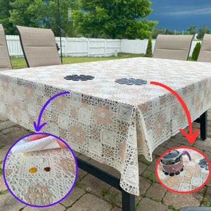 Rechthoekig tafelkleed met kantpatroon, waterdichte heavy-duty vinyl tafelkleden, afveegbare tafelhoes voor keuken, eetkamer, binnen en buiten