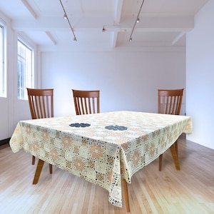 Mantel de vinilo con estampado floral de encaje: impermeable y lavable.