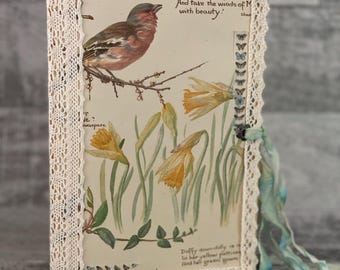 Nature Theme Junk Journal, wildflowers, botanical handmade book, Little Daisy Grace