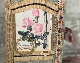 Nature botanical junk journal, handmade, wildflower, vintage, Little Daisy Grace