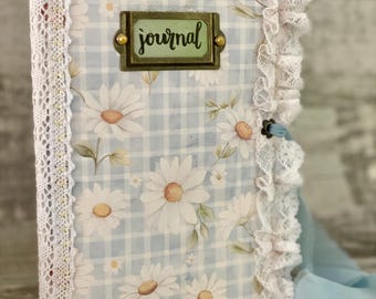 Daisy theme junk journal, floral handmade book, Little Daisy Grace