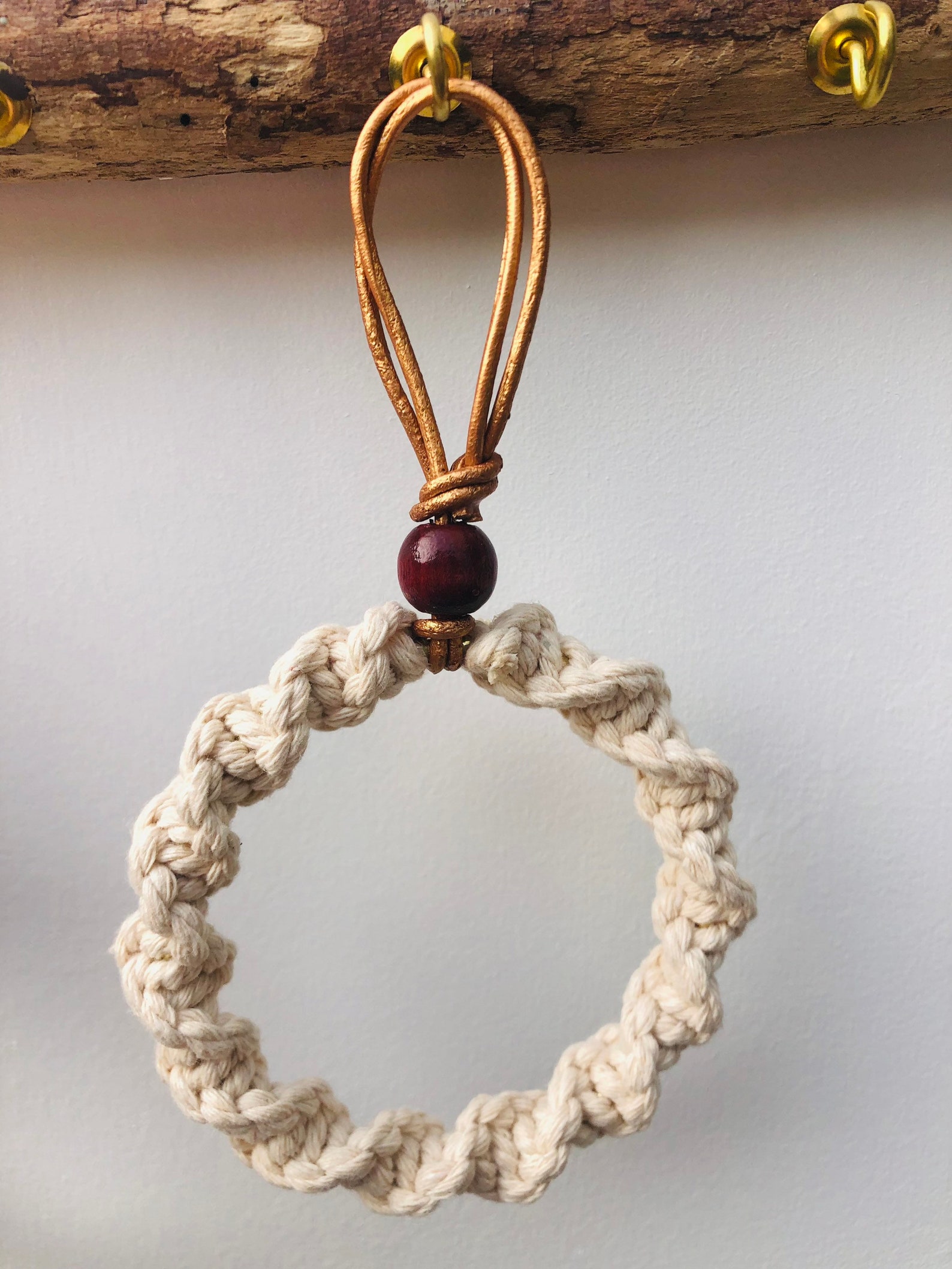 Macrame ring ornament. Small macrame wreath ornament. Etsy